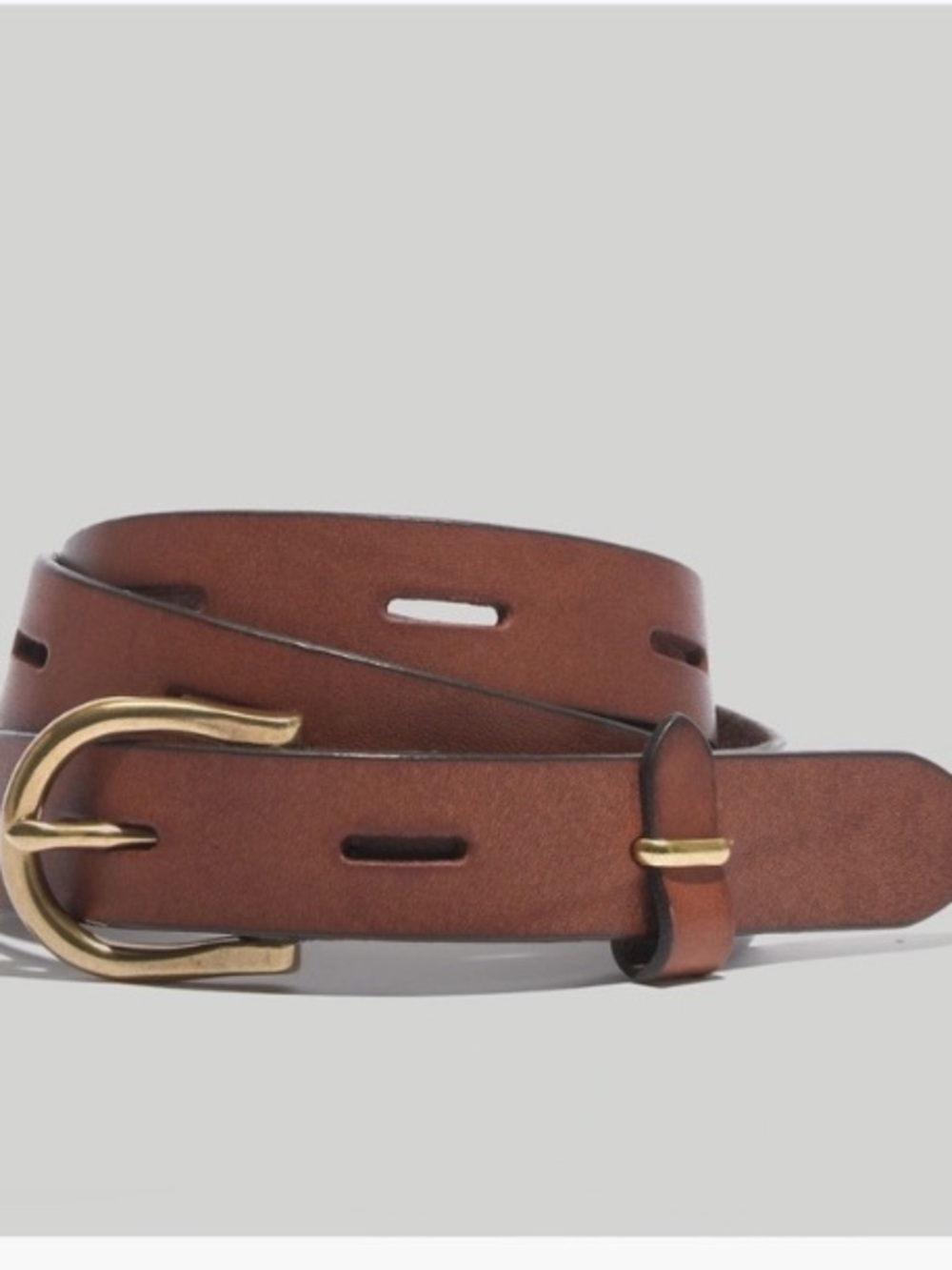 Madewell Chestnut Leather Belt with Brass Buckle - Picture 2 of 10